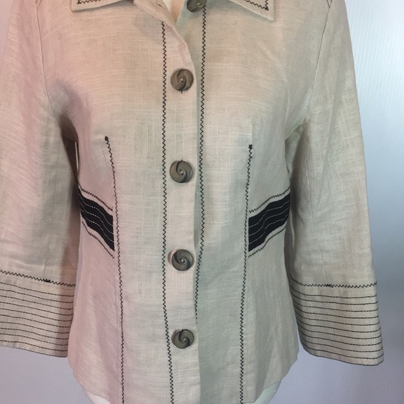 Anne Carson Petite Jacket Sz M Beige and Black - Picture 2 of 14